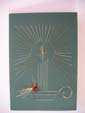 Hand Stitched Candle and Holly Christmas Card at made4u